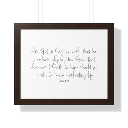 John 3:16 Framed Scripture Art Print | Bible Verse Artwork