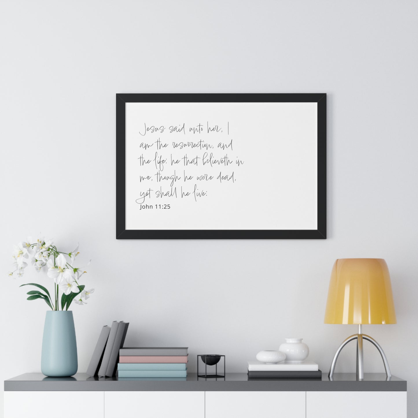 John 11:25 Framed Scripture Art | Bible Verse Artwork