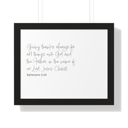 Ephesians 5:20 Give Thanks Bible Verse Art Print | Framed Scripture Artwork