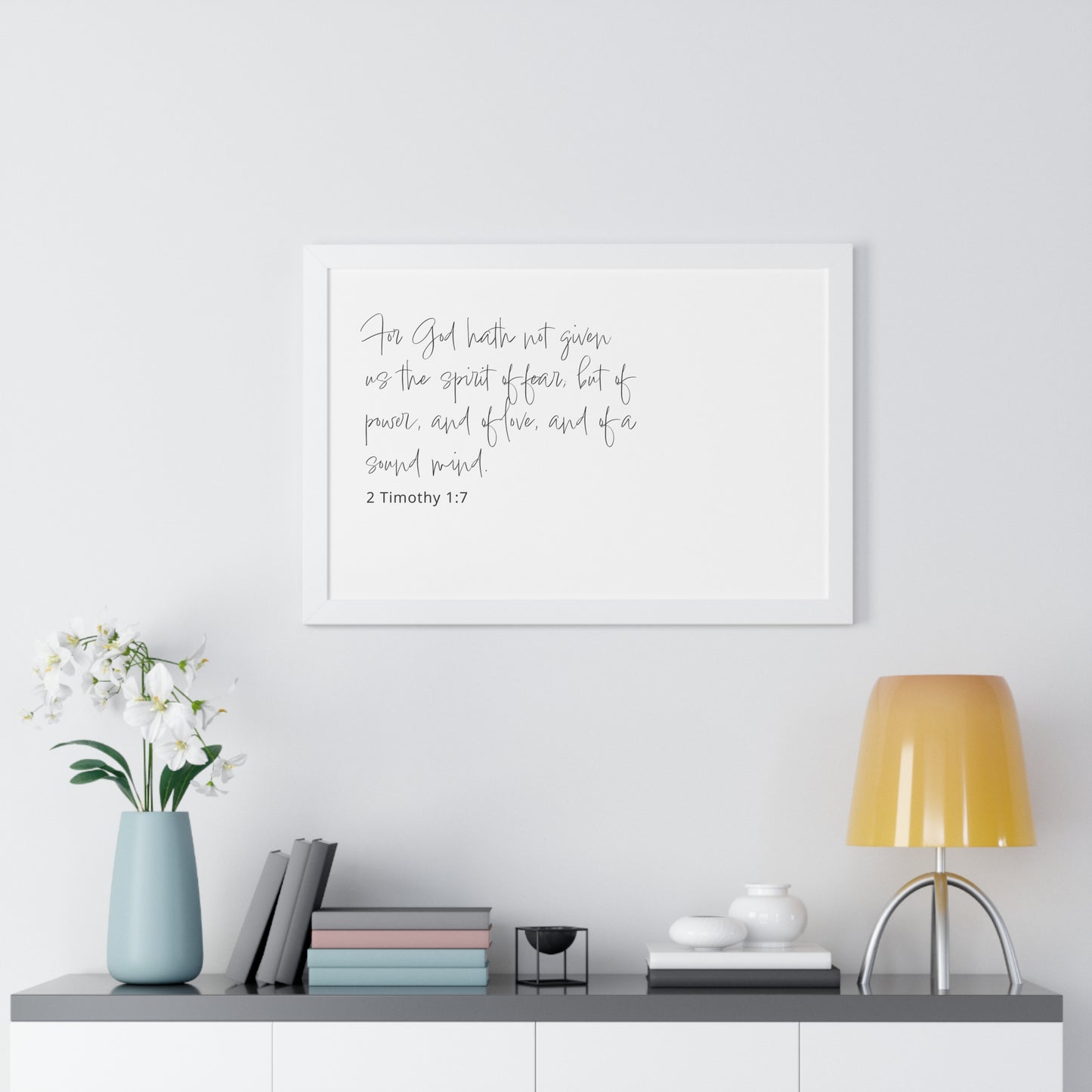 2 Timothy 1:7 Christian Wall Art | Power and Love Bible Verse Print