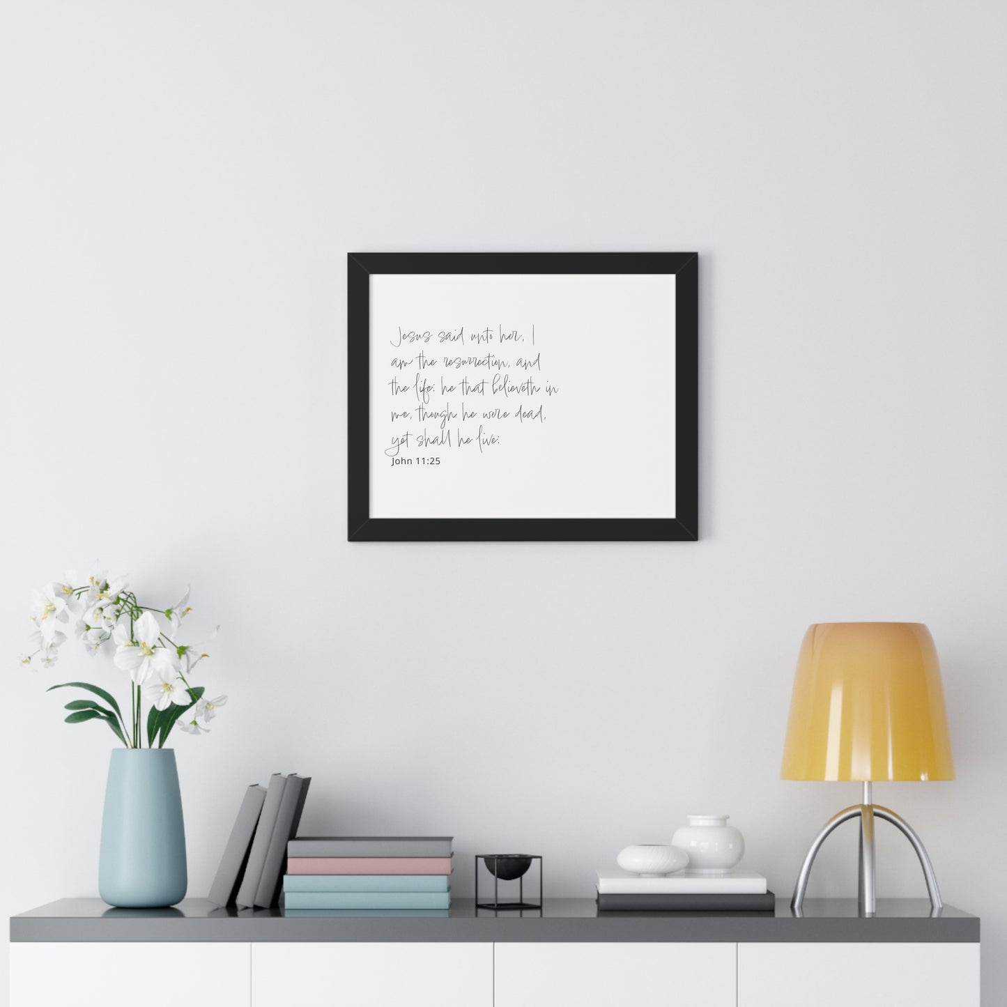 John 11:25 Framed Scripture Art | Bible Verse Artwork