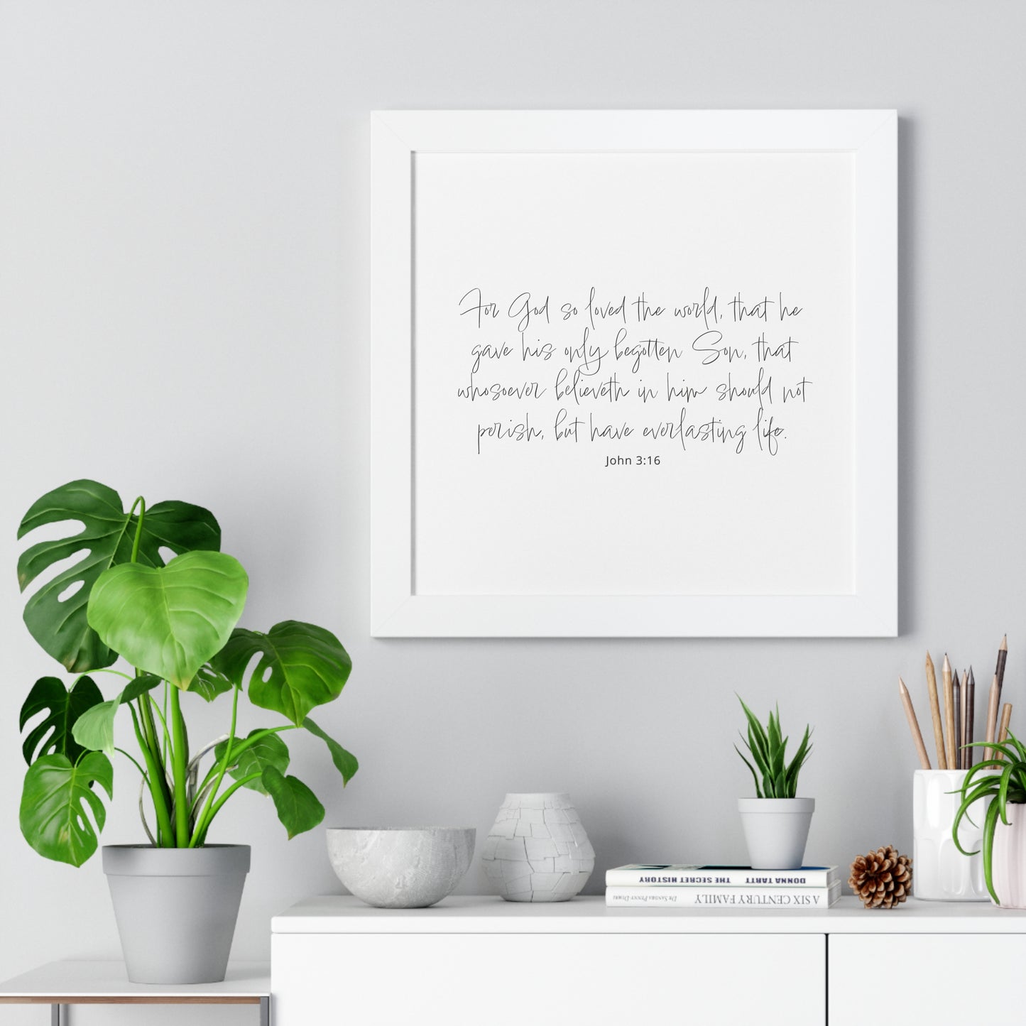 John 3:16 Framed Scripture Art Print | Bible Verse Artwork