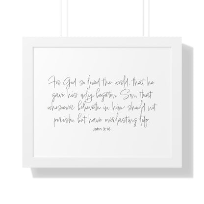 John 3:16 Framed Scripture Art Print | Bible Verse Artwork