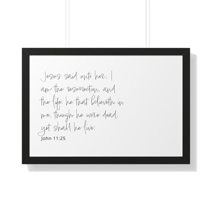 John 11:25 Framed Scripture Art | Bible Verse Artwork