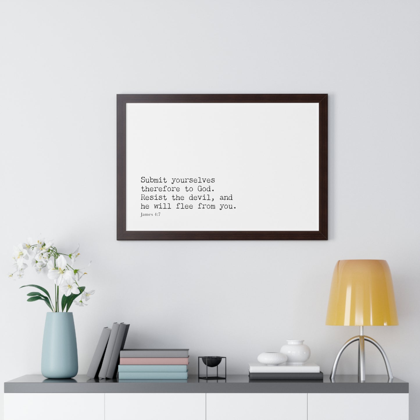 James 4:7 Framed Scripture | Christian Wall Decor | Inspirational Bible Verse Art