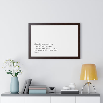 James 4:7 Framed Scripture | Christian Wall Decor | Inspirational Bible Verse Art