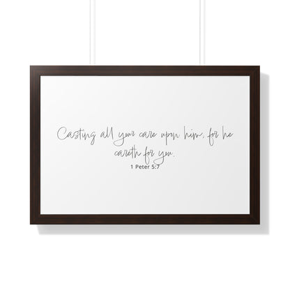 1 Peter 5:7 Framed Scripture Wall Art | Christian Bible Verse Decor