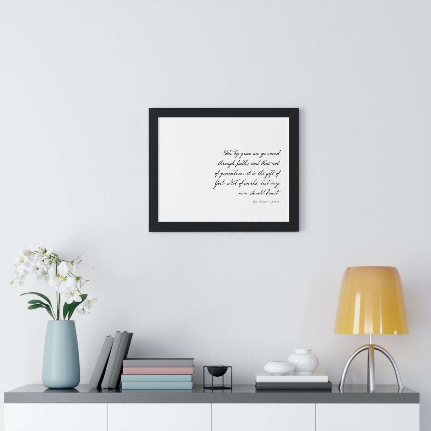 Ephesians 2:8-9 Christian Wall Art | Saved by Grace Bible Verse Print | Christian House Warming Gift