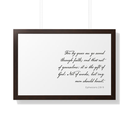 Ephesians 2:8-9 Saved by Grace Bible Verse Print | Framed Scripture Artwork