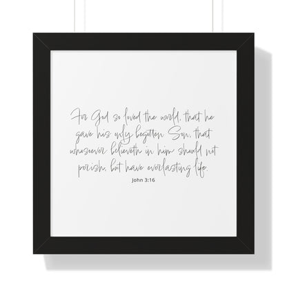 John 3:16 Framed Scripture Art Print | Bible Verse Artwork