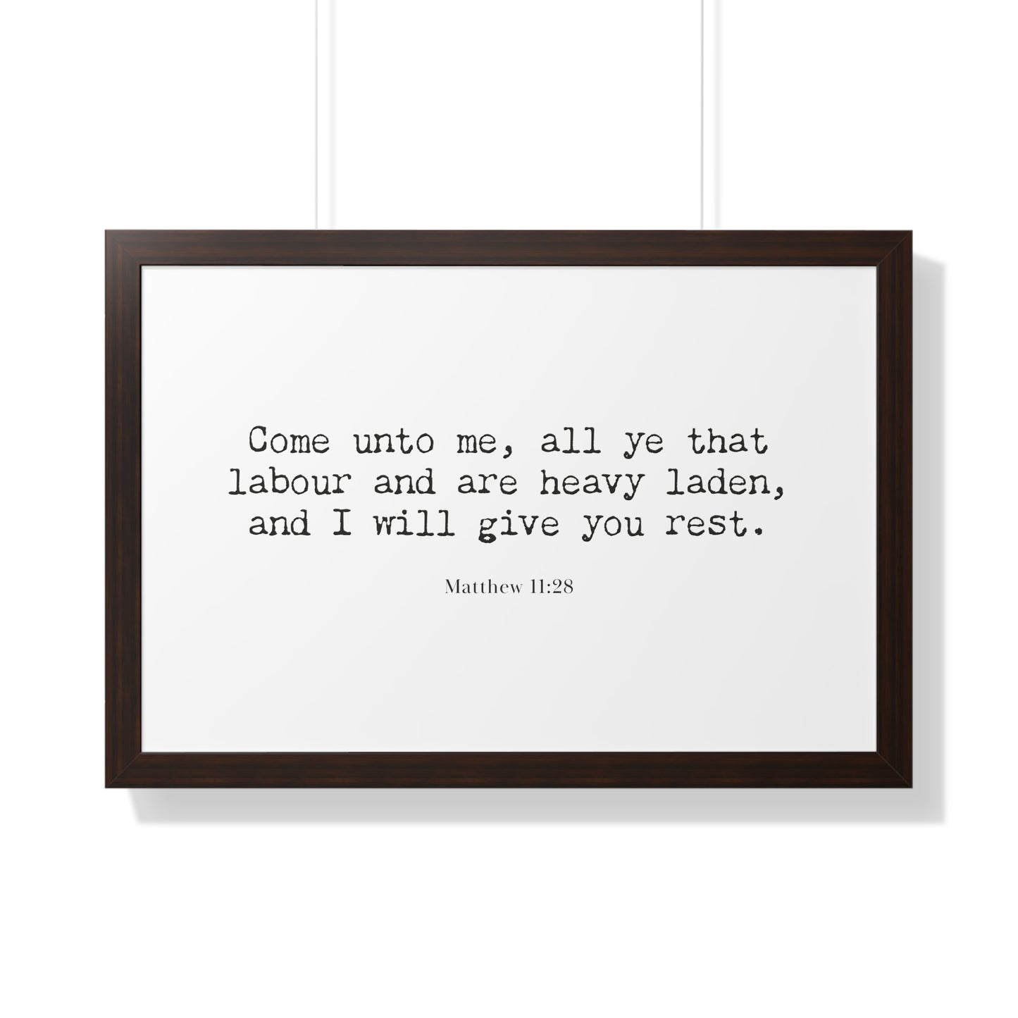 Matthew 11:28 KJV Scripture Art Print | Come Unto Me Christian Wall Decor | Framed Bible Verse Artwork | Religious Home Decor