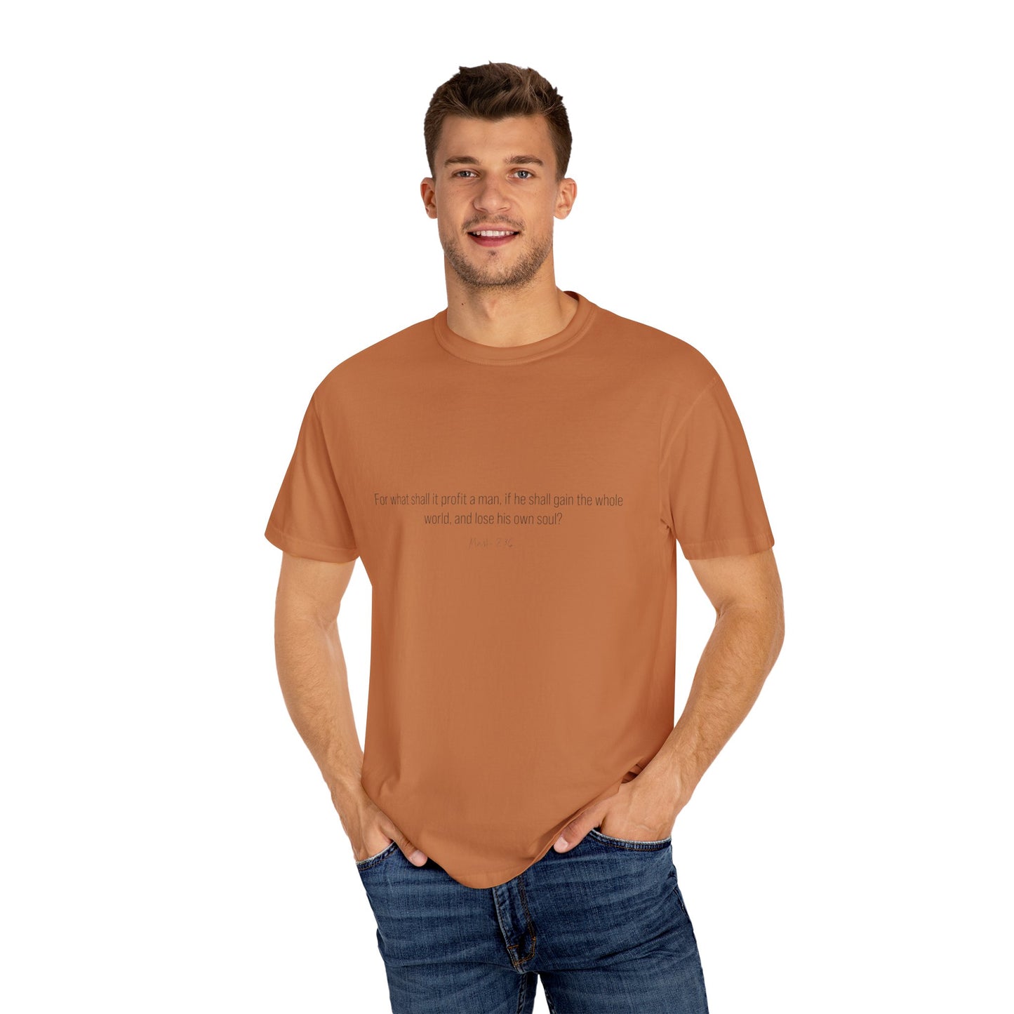 Mark 8:36 Christian T-Shirt for Men | Inspirational Bible Verse Shirt