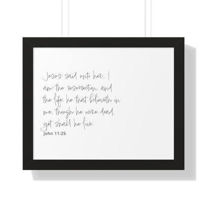 John 11:25 Framed Scripture Art | Bible Verse Artwork