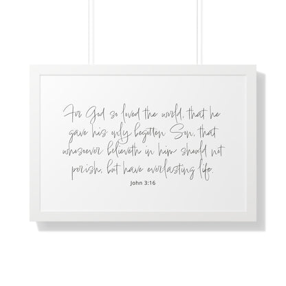 John 3:16 Framed Scripture Art Print | Bible Verse Artwork