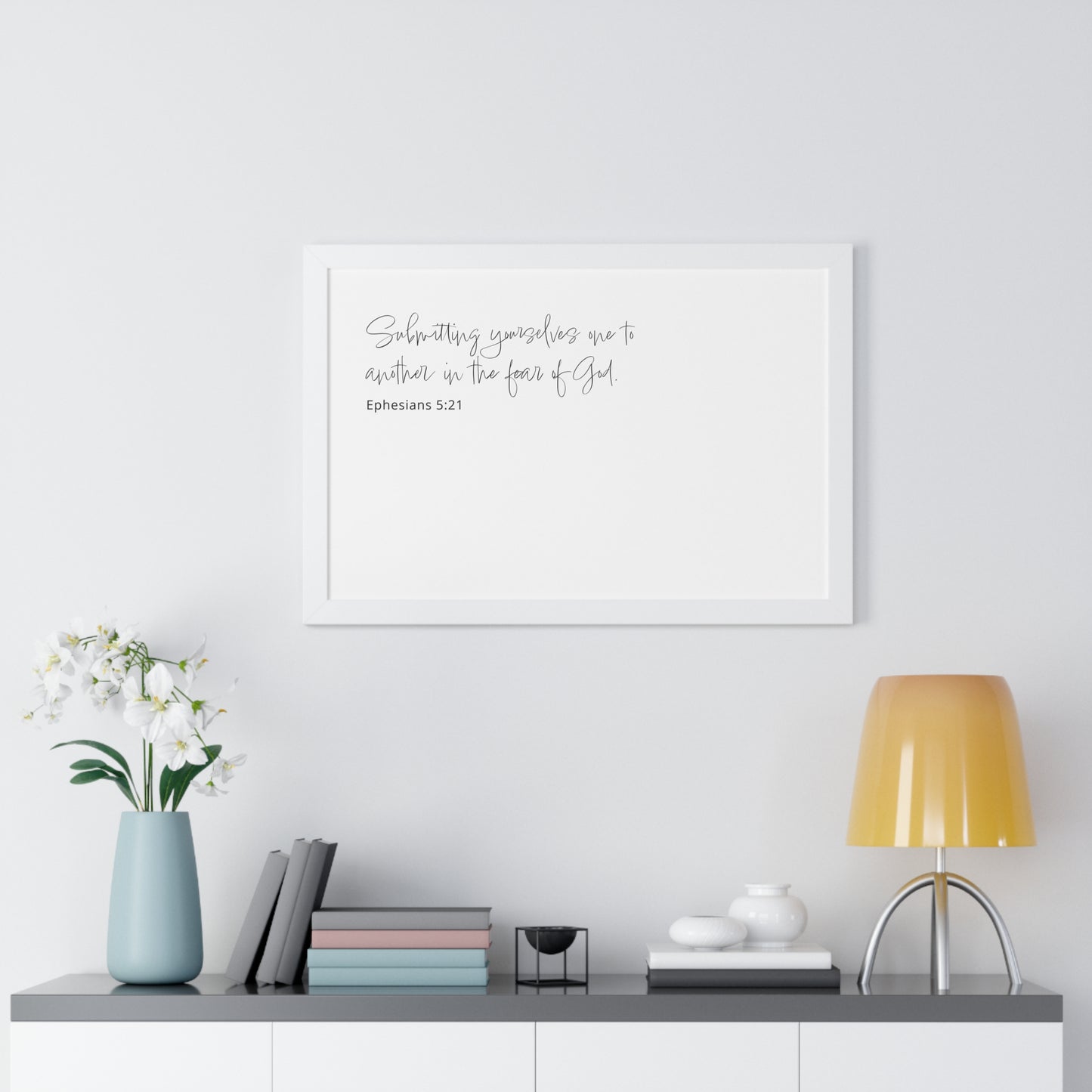 Ephesians 5:21 Bible Verse Print | Framed Scripture Artwork | Christian Decor