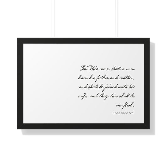 Ephesians 5:31 Christian Art | Framed Scripture Artwork | Christian Wedding Gift