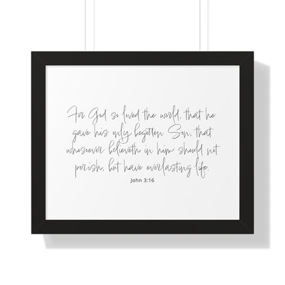 John 3:16 Framed Scripture Art Print | Bible Verse Artwork